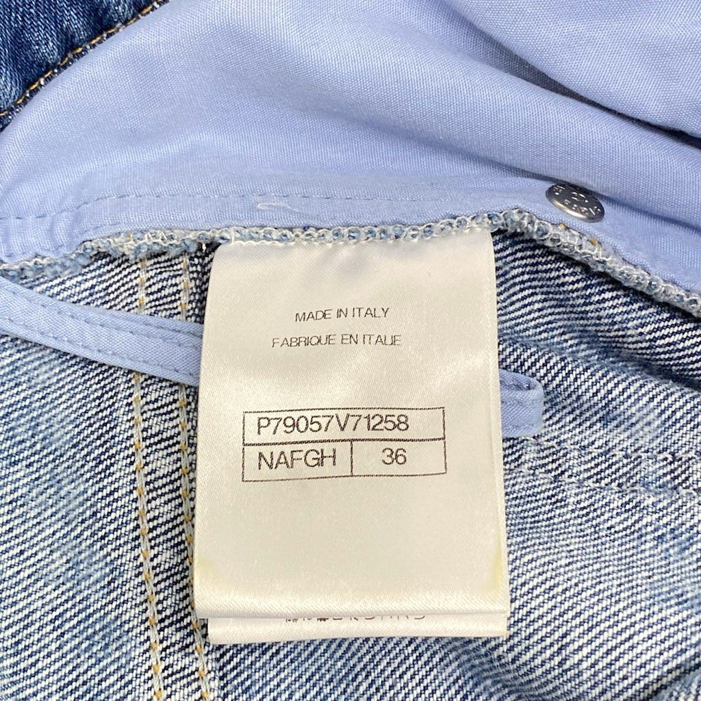 Chanel Jeans 36 S Light Blue Full Length Pearl CC Logo Wide Cotton — view 5