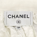 Chanel Long Skirt 34 S White Waffle Cotton — view 3
