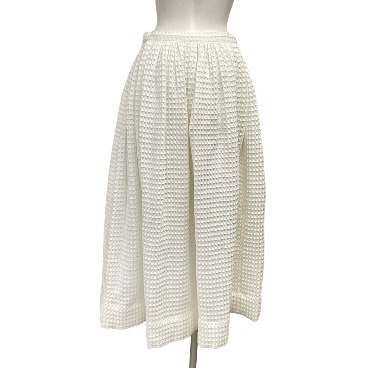 Chanel Long Skirt 34 S White Waffle Cotton — view 2