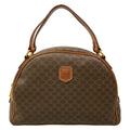 Celine Handbag Macadam Pattern Brown Dark Leather