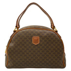 Celine Handbag Macadam Pattern Brown Dark Leather