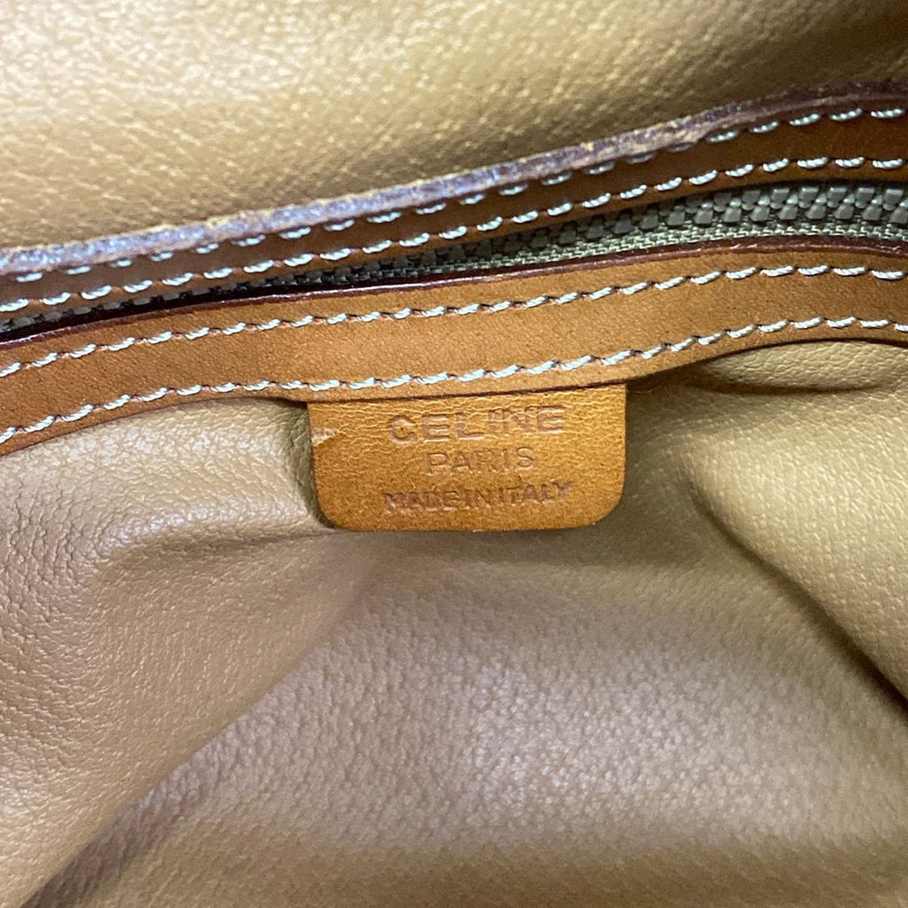 Celine Handbag Macadam Pattern Brown Dark Leather — view 8