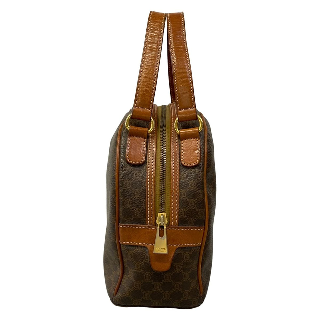 Celine Handbag Macadam Pattern Brown Dark Leather — view 2