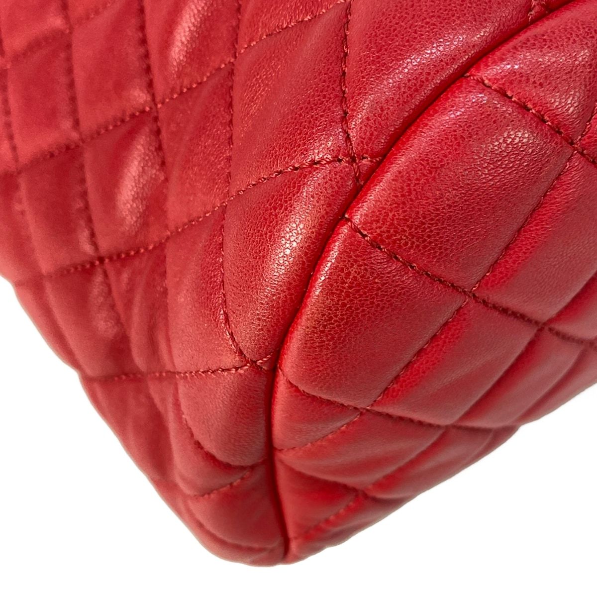 Chanel Backpack Quilted Red Silver Chain Shoulder Lambskin — view 6