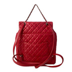 Chanel Backpack Quilted Red Silver Chain Shoulder Lambskin — view 3