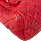 Chanel Backpack Quilted Red Silver Chain Shoulder Lambskin — view 8