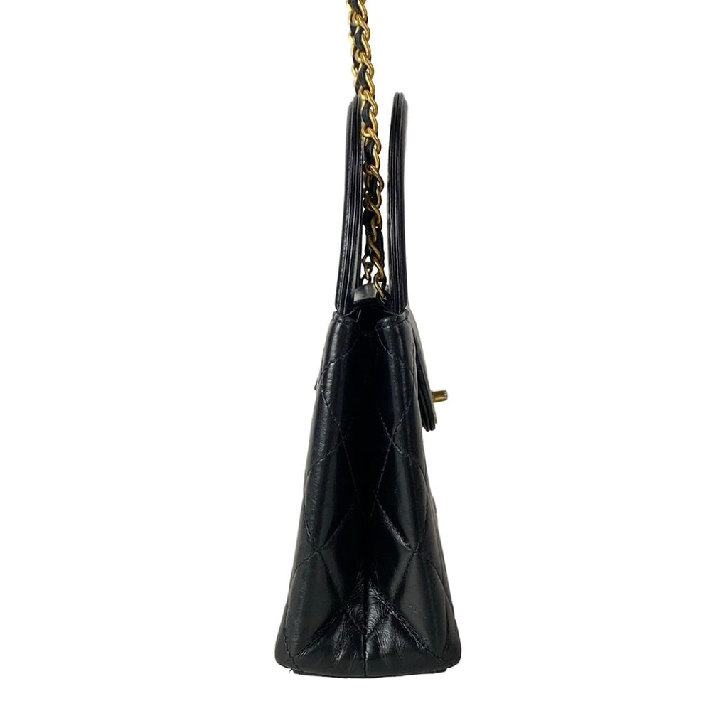 Chanel Shoulder Bag Mini Shopping Quilted Black Chain Gold Metal — view 2