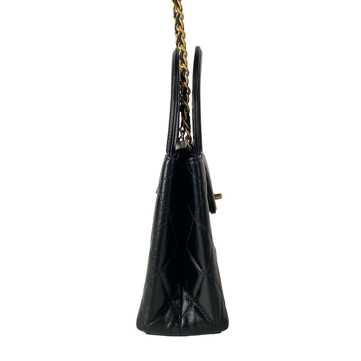Chanel Shoulder Bag Mini Shopping Quilted Black Chain Gold Metal — view 2