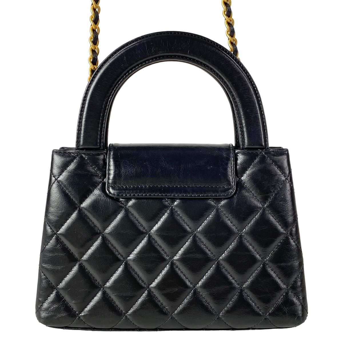 Chanel Shoulder Bag Mini Shopping Quilted Black Chain Gold Metal — view 3