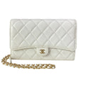 Chanel Wallet Quilted White Chain Shoulder
