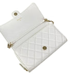 Chanel Wallet Quilted White Chain Shoulder — view 3