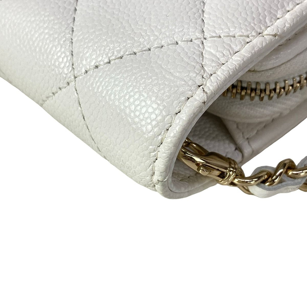 Chanel Wallet Quilted White Chain Shoulder — view 8