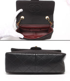 Chanel Chain Shoulder Bag Gold Mini Quilted Single Flap Lambskin Cotton — view 3