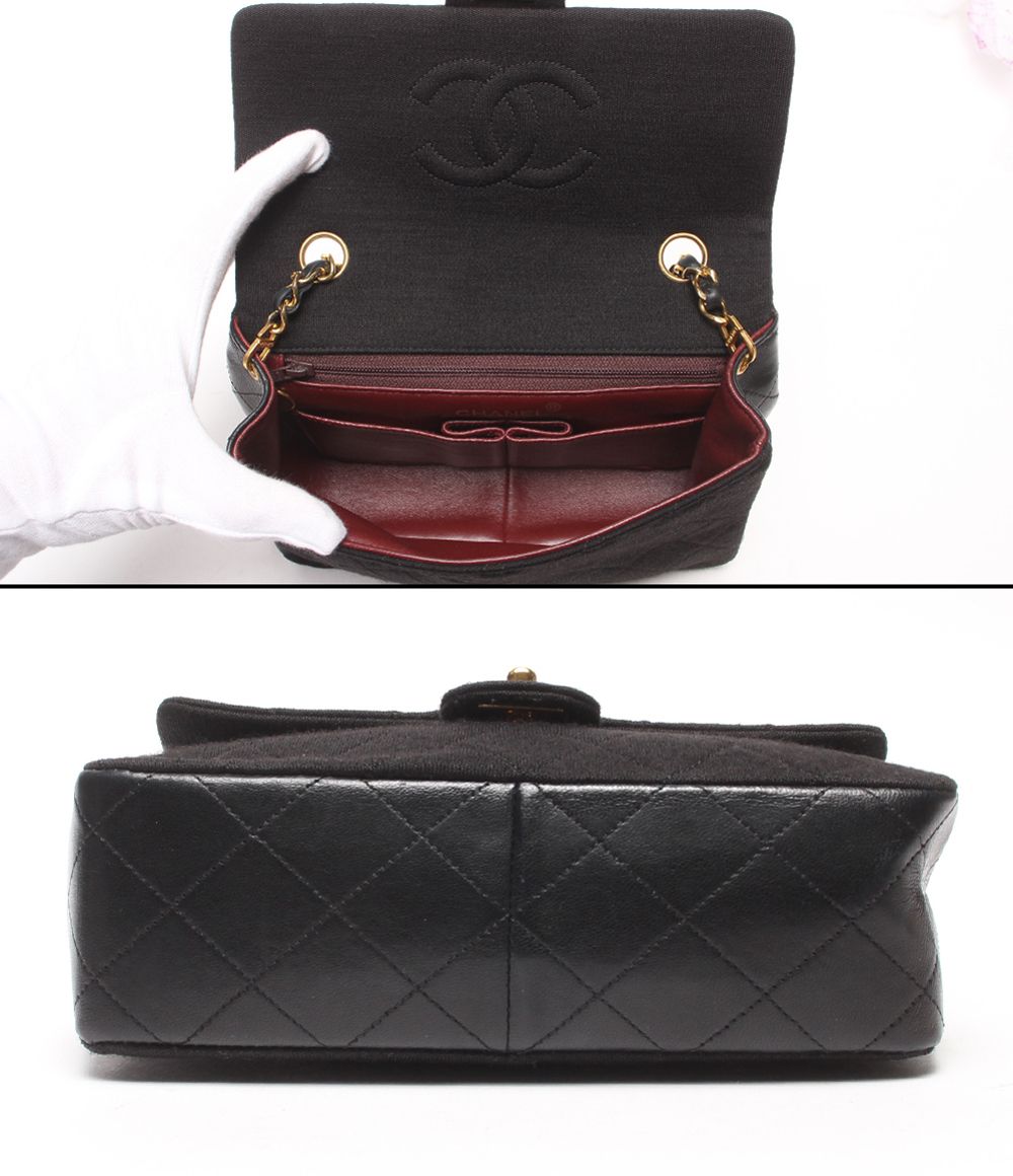 Chanel Chain Shoulder Bag Gold Mini Quilted Single Flap Lambskin Cotton — view 3