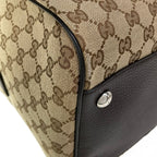 Gucci Boston Bag GG Pattern Beige Dark Brown Leather — view 6