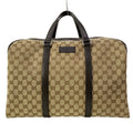 Gucci Boston Bag GG Pattern Beige Dark Brown Leather