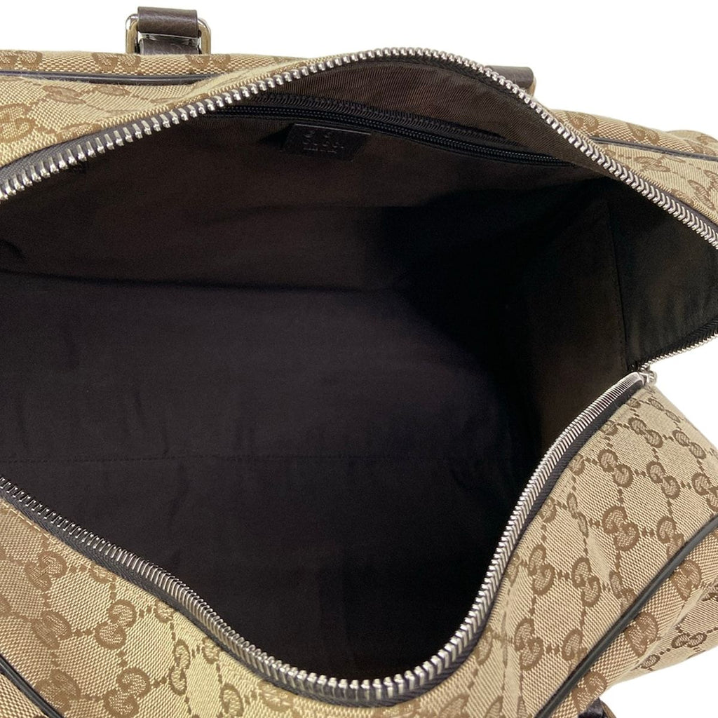 Gucci Boston Bag GG Pattern Beige Dark Brown Leather — view 7