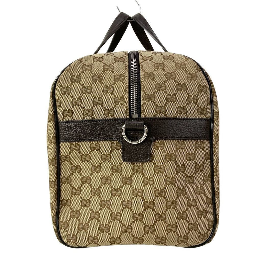 Gucci Boston Bag GG Pattern Beige Dark Brown Leather — view 4