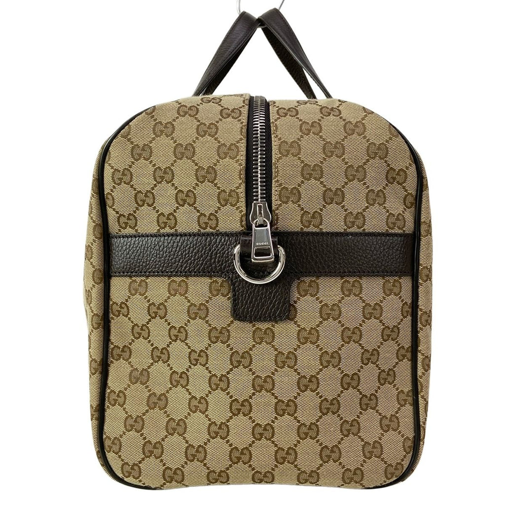 Gucci Boston Bag GG Pattern Beige Dark Brown Leather — view 2