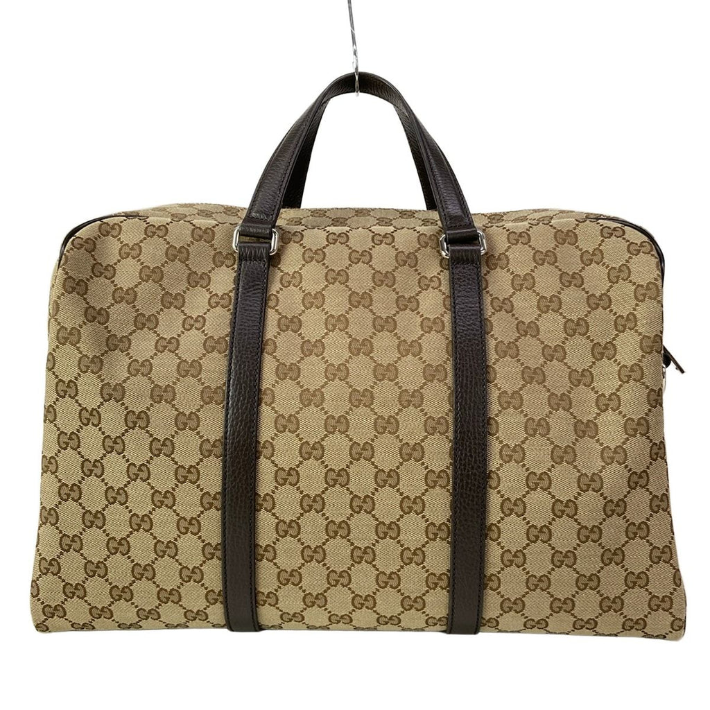 Gucci Boston Bag GG Pattern Beige Dark Brown Leather — view 3
