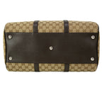 Gucci Boston Bag GG Pattern Beige Dark Brown Leather — view 5