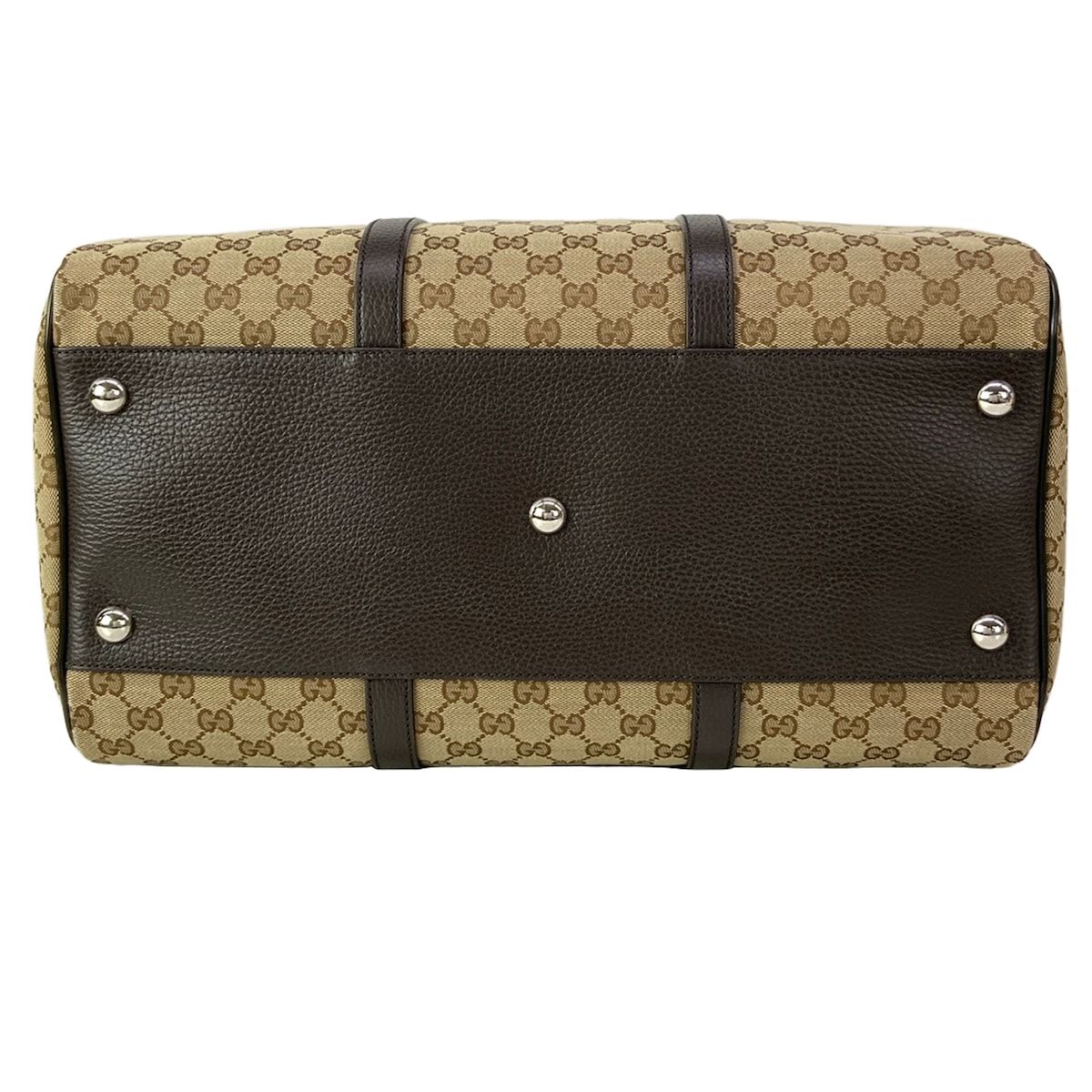 Gucci Boston Bag GG Pattern Beige Dark Brown Leather — view 5