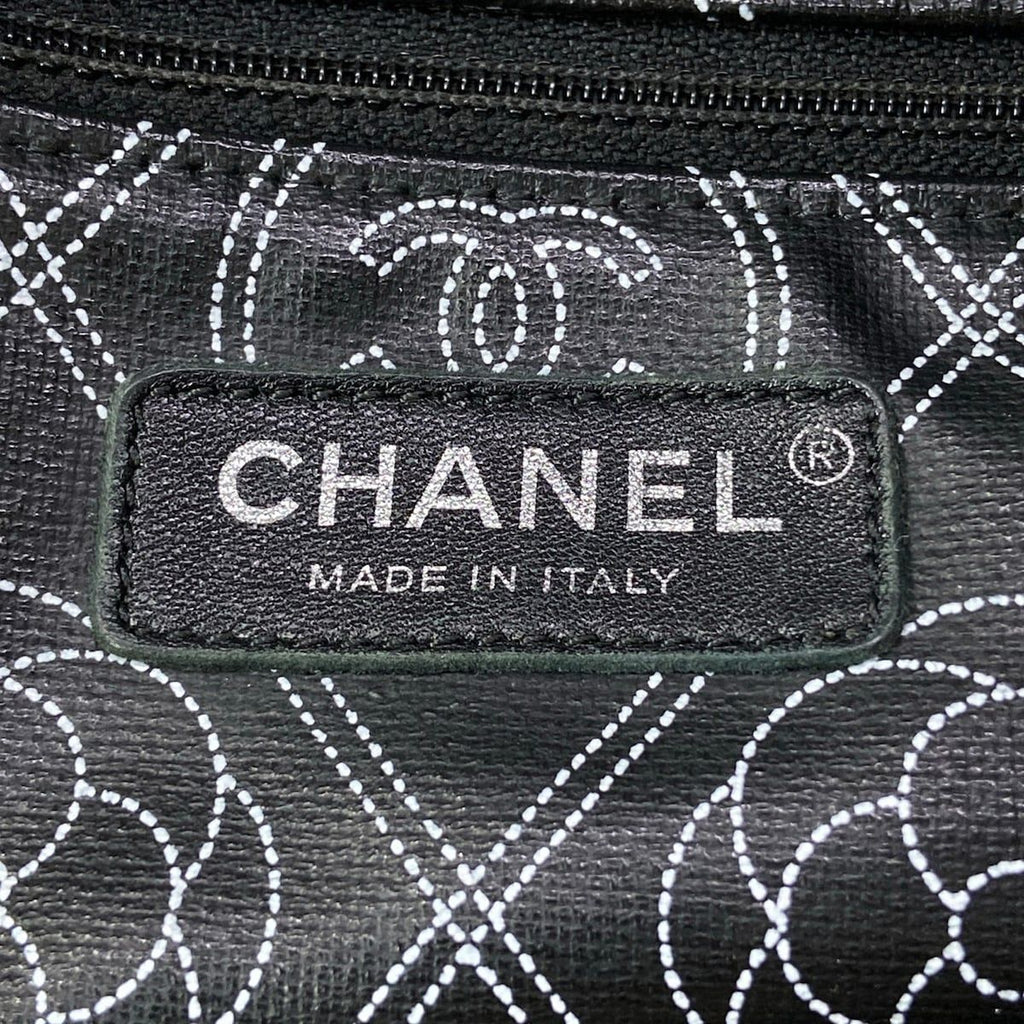 Chanel Tote Large Shopping Black Ivory 2-Way Chain Shoulder Silver Leather — view 9