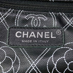 Chanel Tote Large Shopping Black Ivory 2-Way Chain Shoulder Silver Leather — view 9