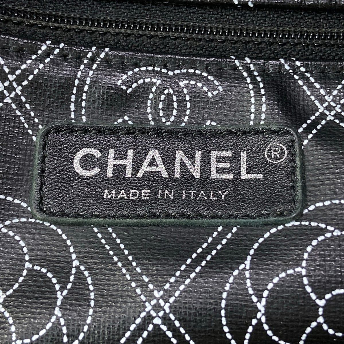 Chanel Tote Large Shopping Black Ivory 2-Way Chain Shoulder Silver Leather — view 9
