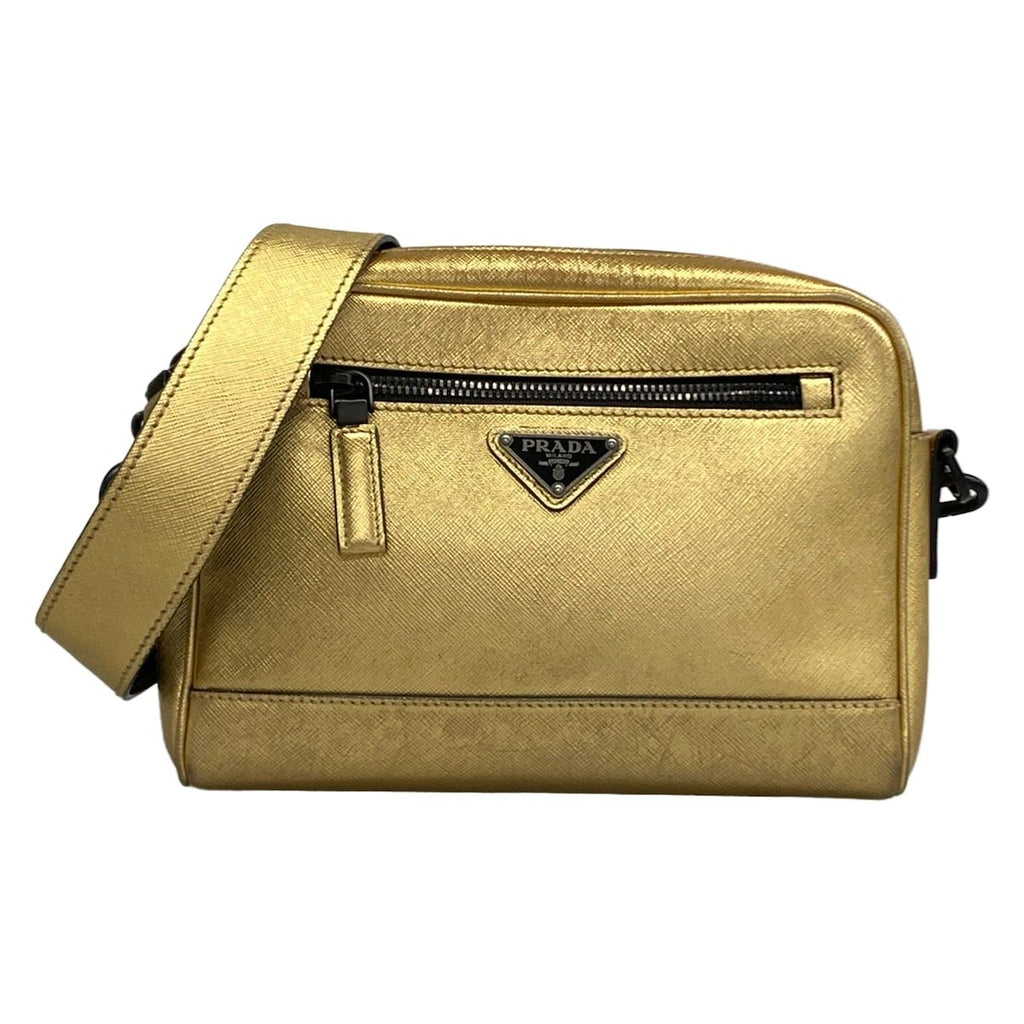 Prada Shoulder Bag Gold Leather