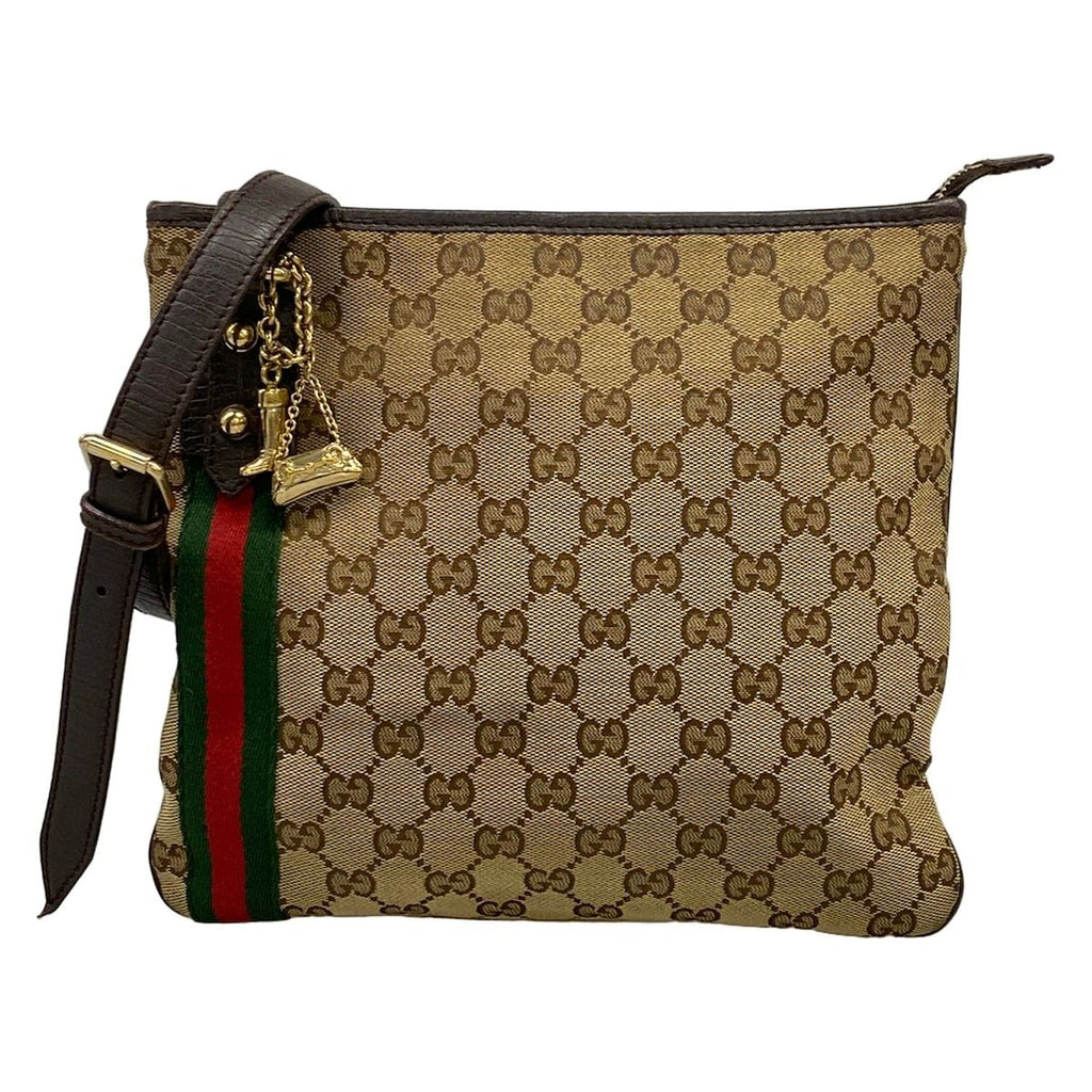 Gucci Shoulder Bag GG Pattern Sherry Beige Dark Brown Multi Leather