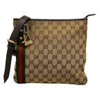Gucci Shoulder Bag GG Pattern Sherry Beige Dark Brown Multi Leather