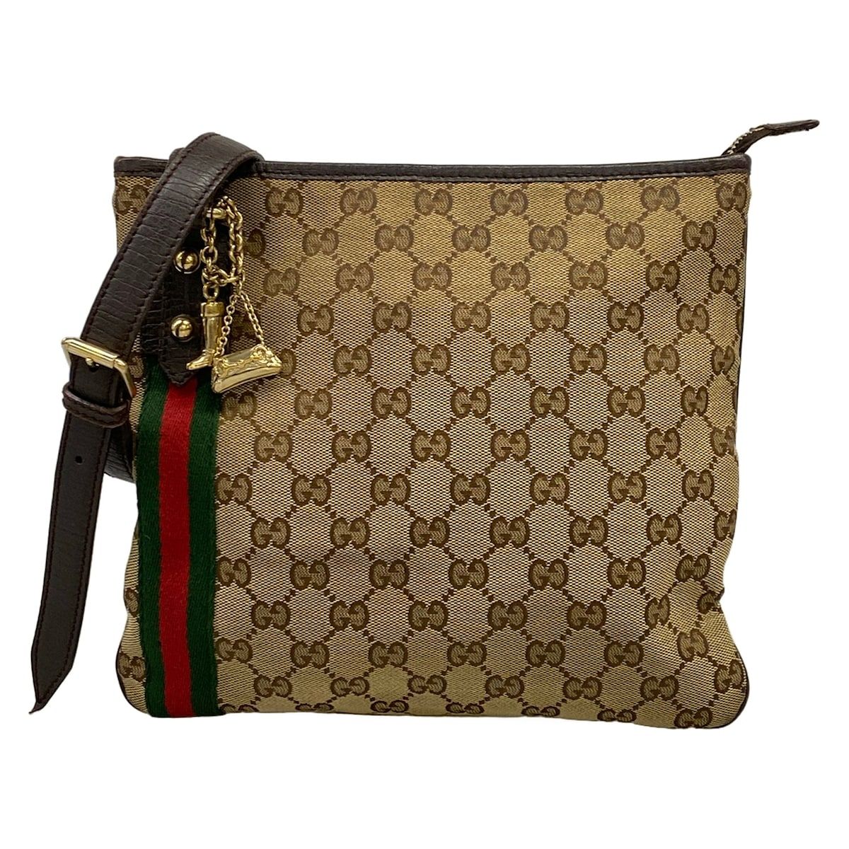 Gucci Shoulder Bag GG Pattern Sherry Beige Dark Brown Multi Leather