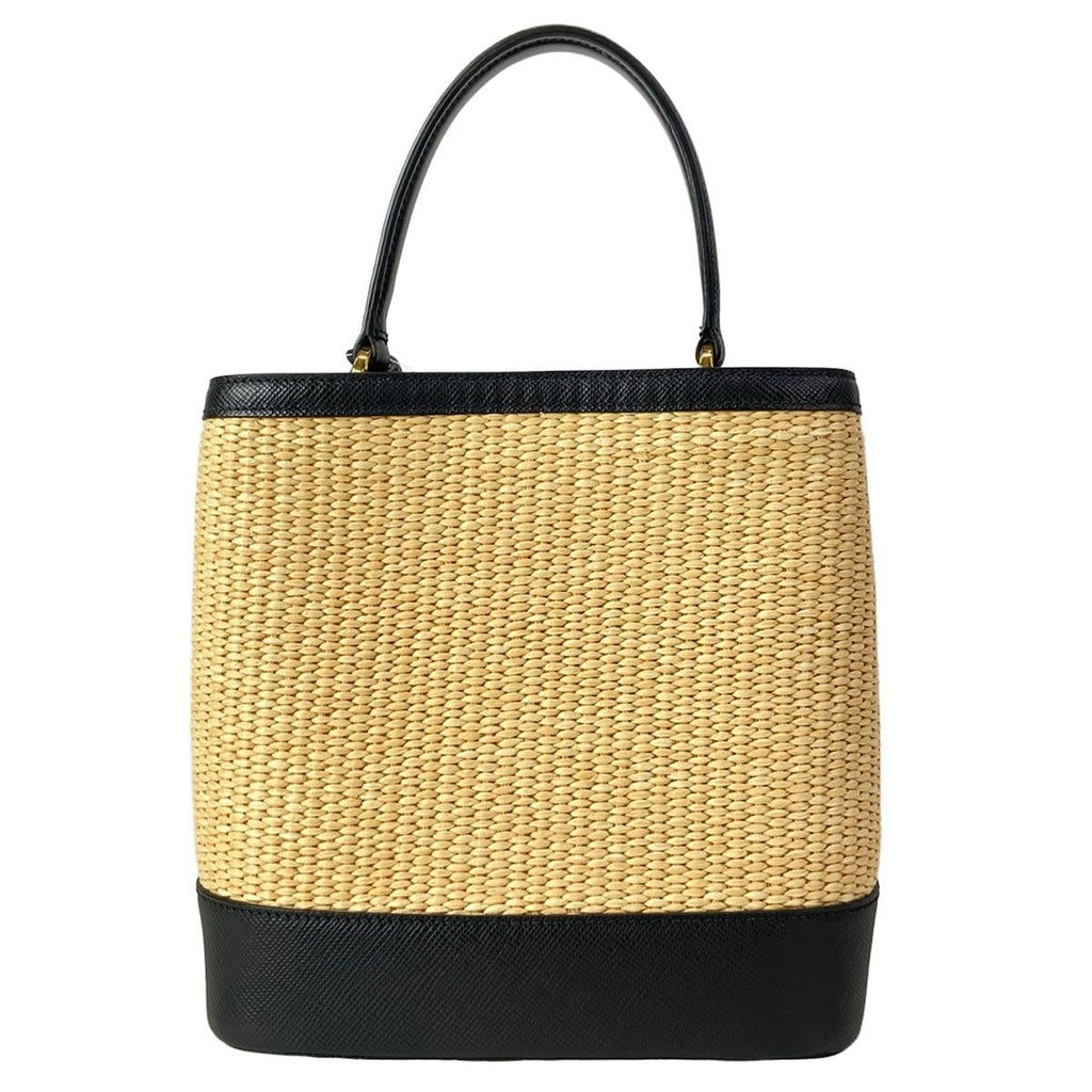 Prada Handbag Pannier Black Beige Gold Leather — view 3