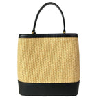 Prada Handbag Pannier Black Beige Gold Leather — view 3