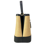 Prada Handbag Pannier Black Beige Gold Leather — view 2