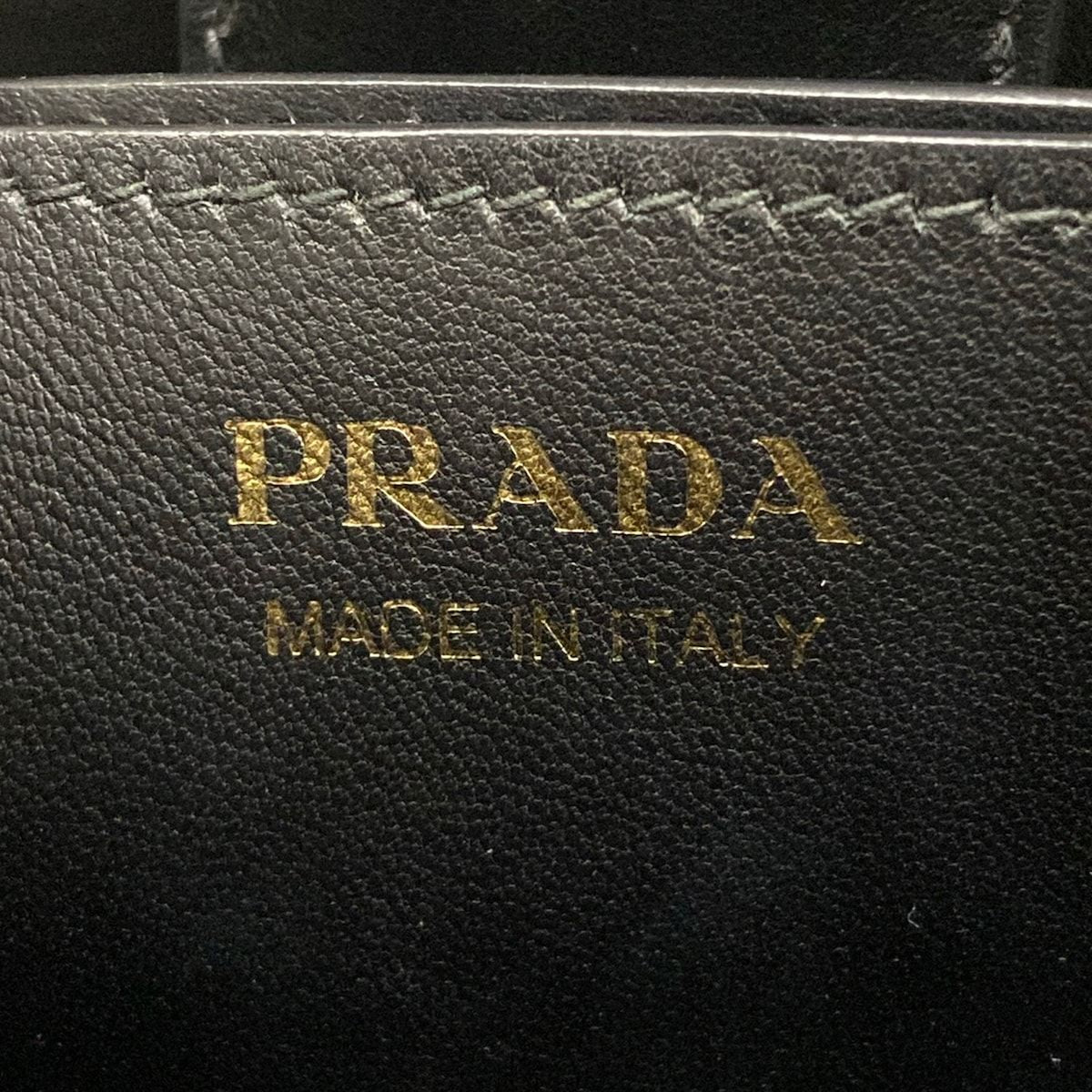 Prada Handbag Pannier Black Beige Gold Leather — view 9