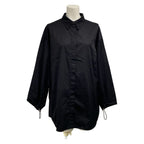 Hermes Long Sleeve Shirt Blouse 38 M Black Drawcord Cotton