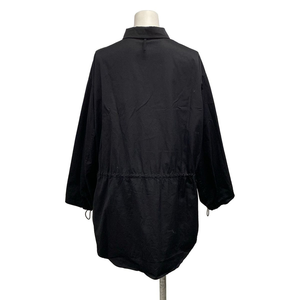 Hermes Long Sleeve Shirt Blouse 38 M Black Drawcord Cotton — view 2
