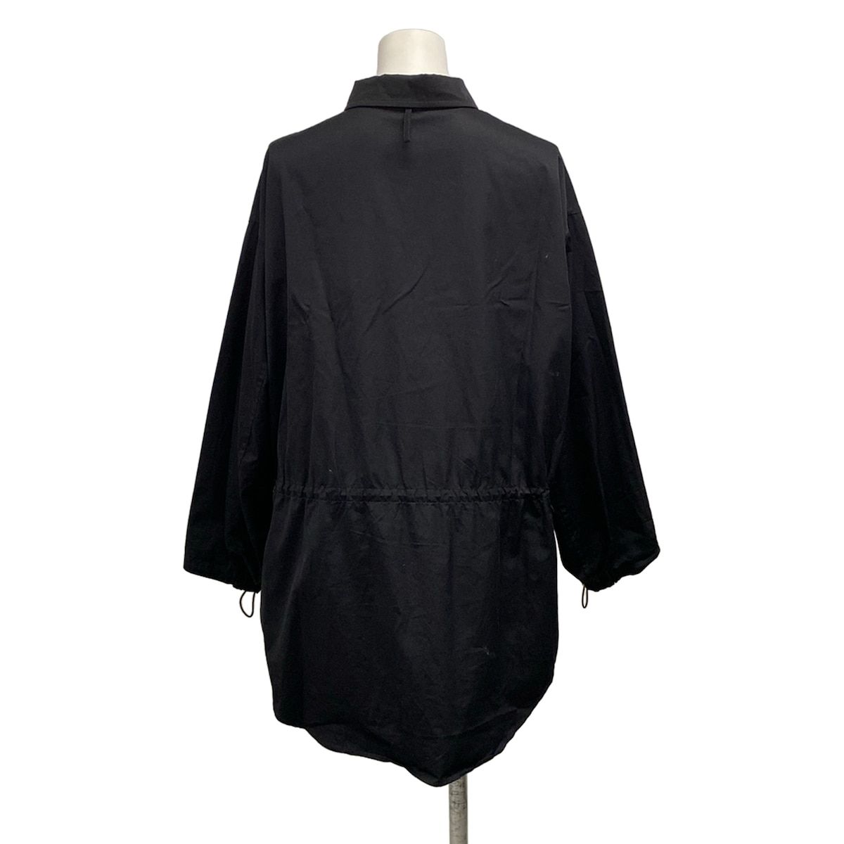 Hermes Long Sleeve Shirt Blouse 38 M Black Drawcord Cotton — view 2