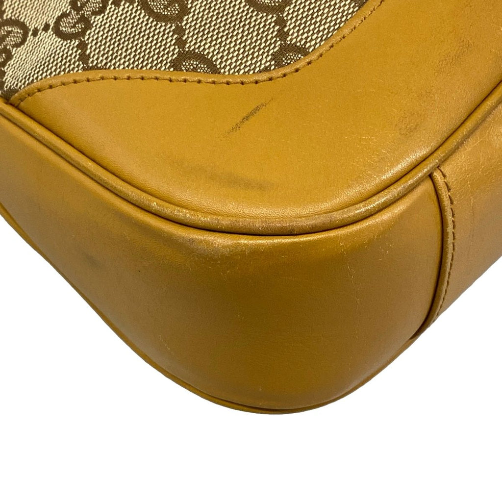 Gucci Handbag Bamboo GG Pattern Beige Dark Brown Orange Leather — view 6
