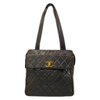 Chanel Tote Quilted Dark Brown Gold Lambskin