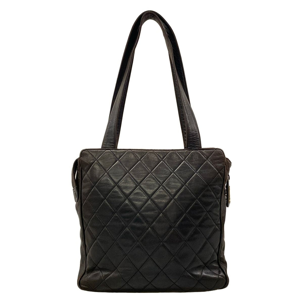 Chanel Tote Quilted Dark Brown Gold Lambskin — view 3