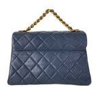 Chanel Handbag Quilted Dark Navy Chain Handle Gold — view 3