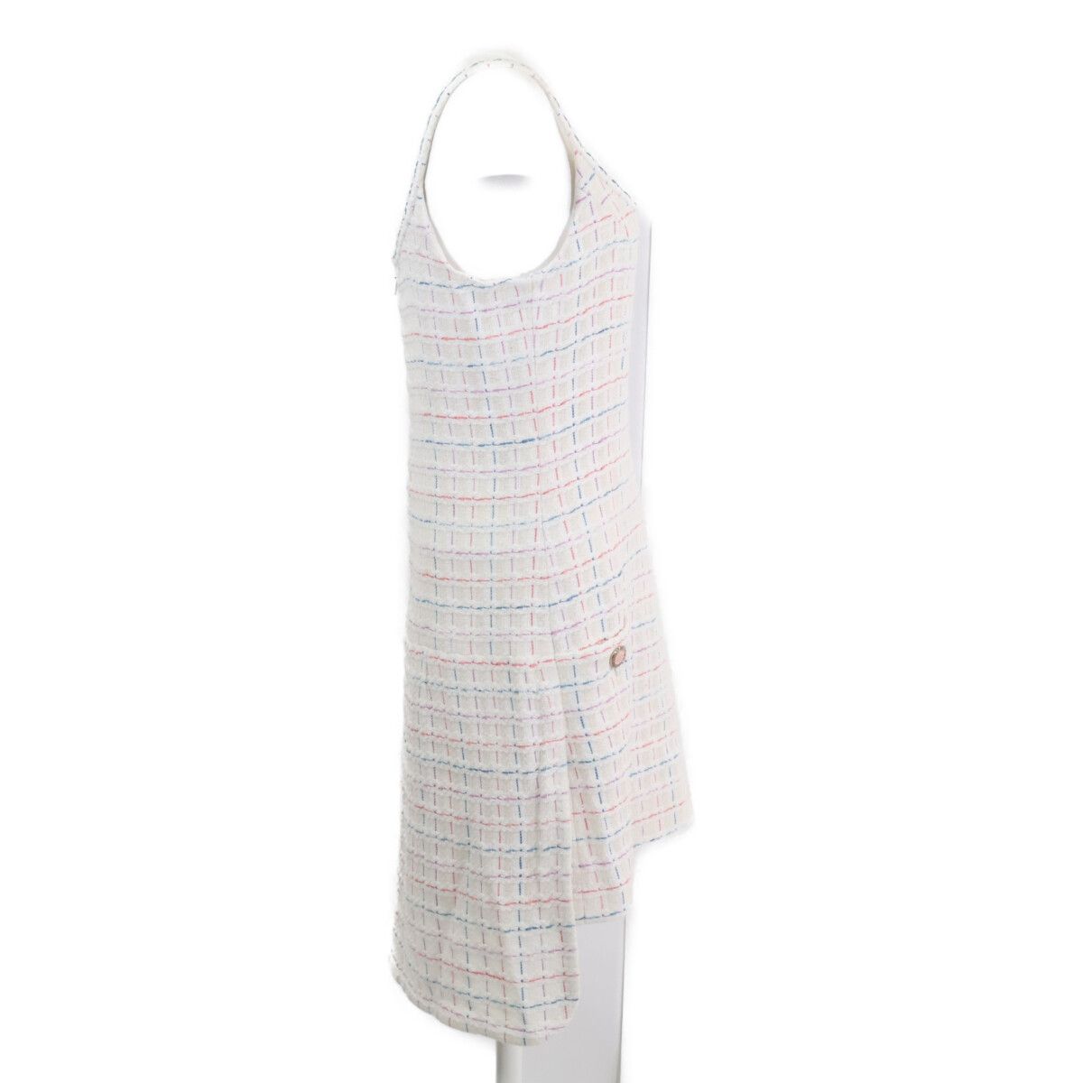 Chanel Tweed CC Logo Button Sleeveless 36 Dress — view 4