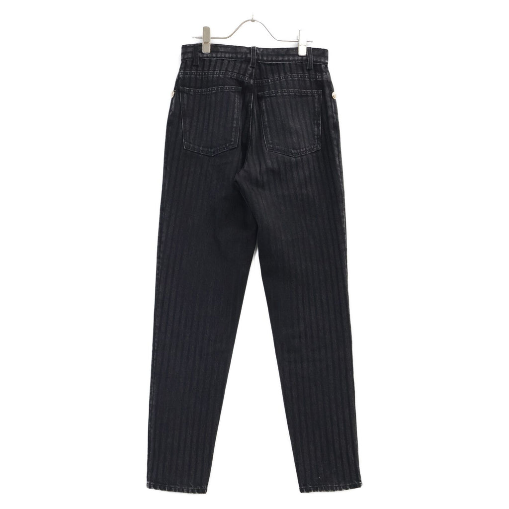 Chanel 20k Striped CC Logo Button Denim Pants 36 — view 2