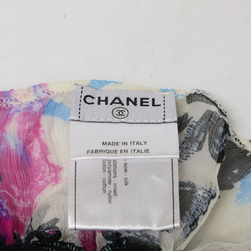 Chanel 07c Silk Graffiti CC Logo Lace Trim Camisole 38 — view 4