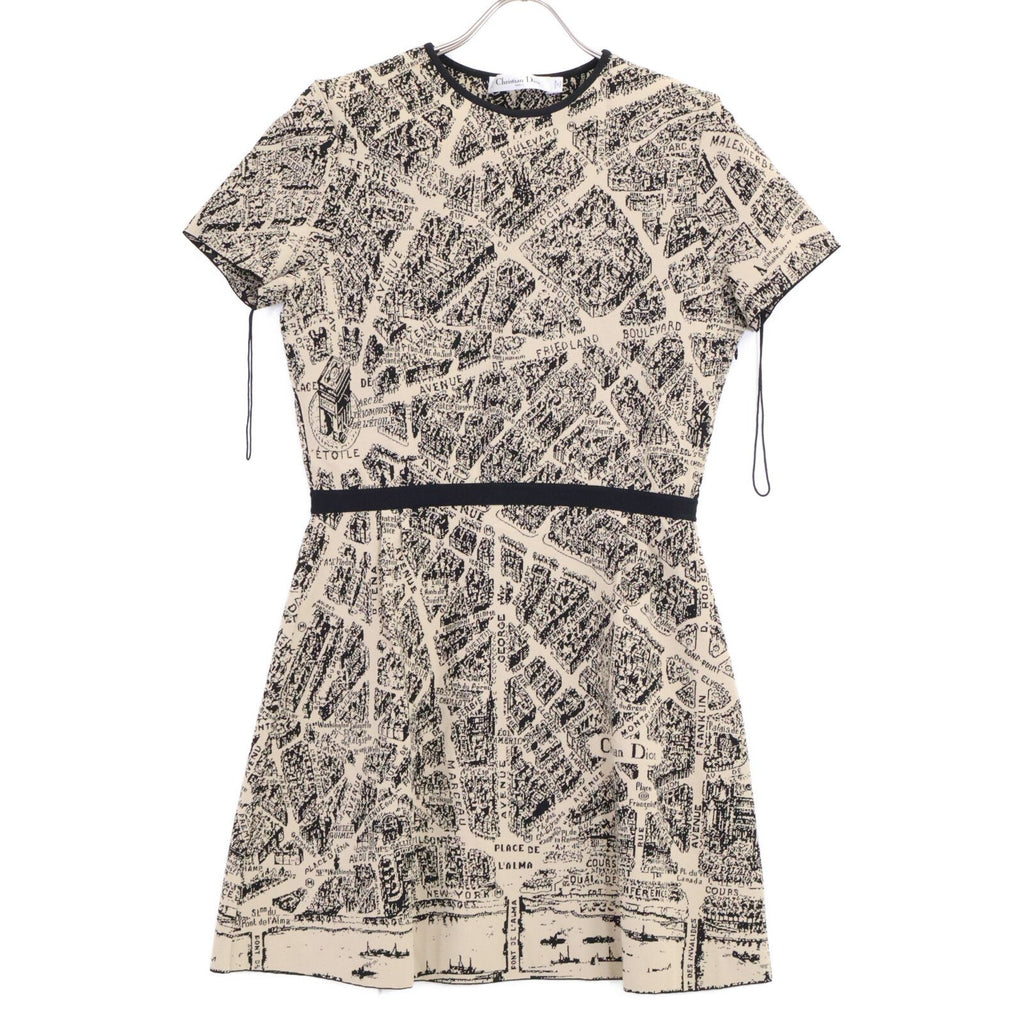 Dior Plan de Paris Allover Pattern Short Sleeve Mini Dress
