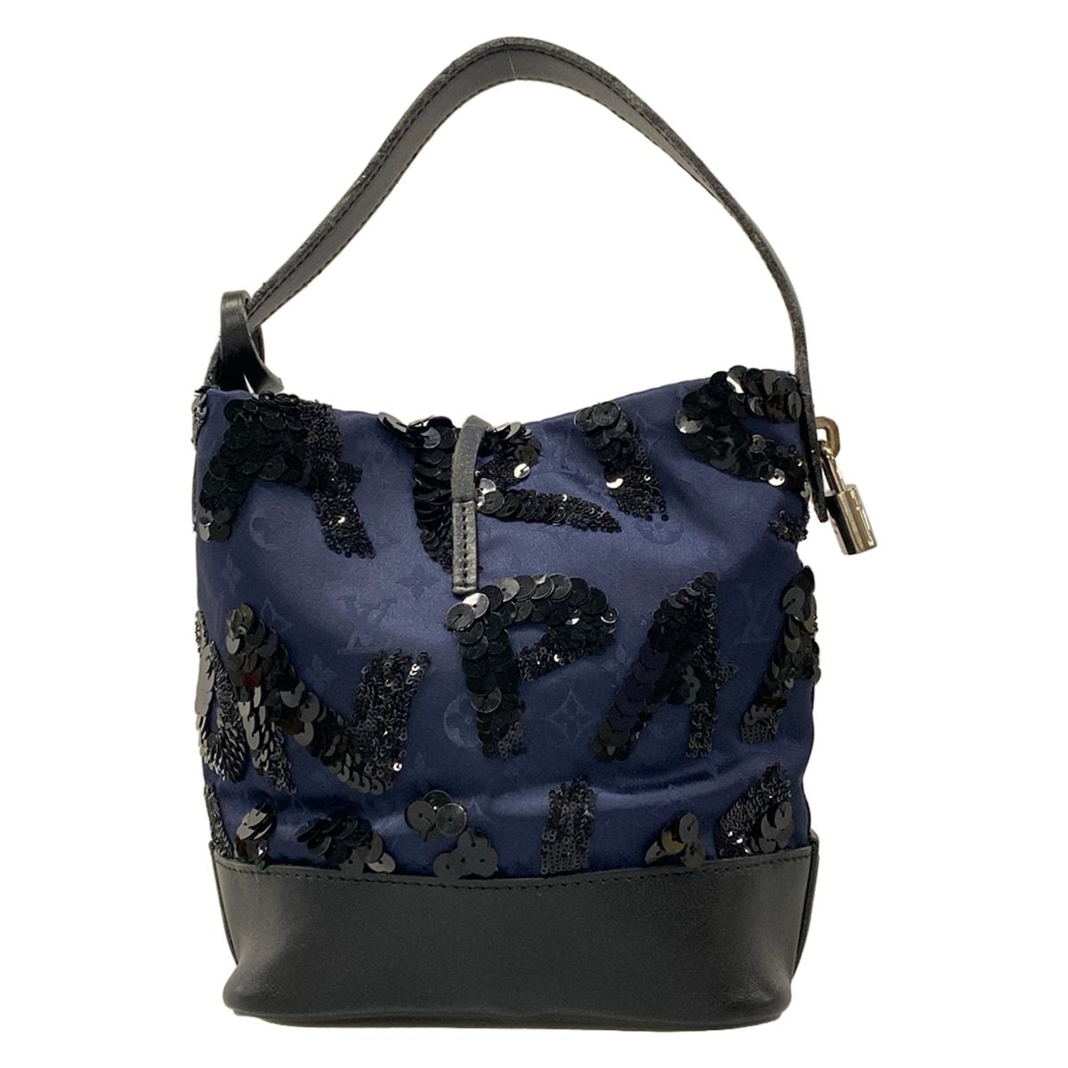 Louis Vuitton Shoulder Bag Monogram Sequins Spotlight Midnight Blue Leather — view 3