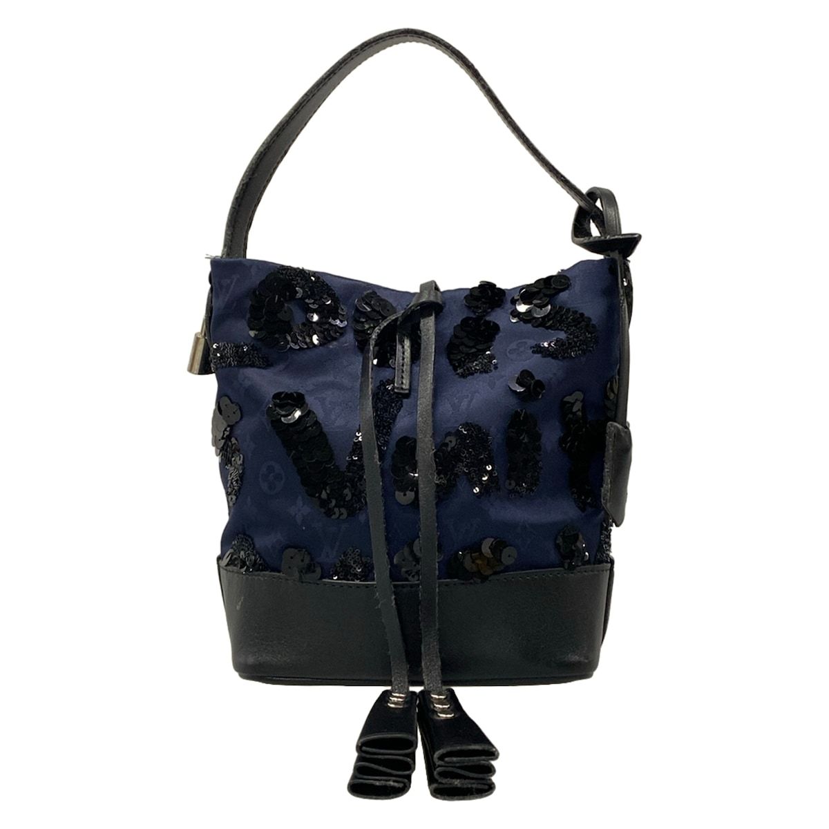 Louis Vuitton Shoulder Bag Monogram Sequins Spotlight Midnight Blue Leather